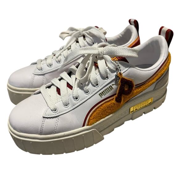 Puma Shoes - Puma Women's Mayze New Heritage Retro Sneakers Size 9 White, Terry Yellow, Red